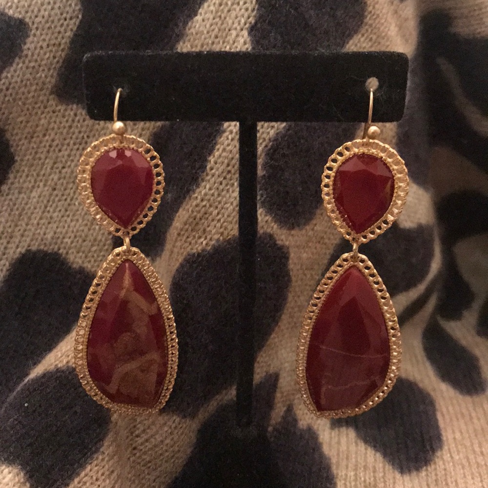 Modern Red Swirl Drop Earring